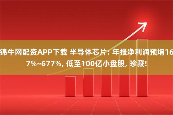 锦牛网配资APP下载 半导体芯片: 年报净利润预增167%~677%, 低至100亿小盘股, 珍藏!
